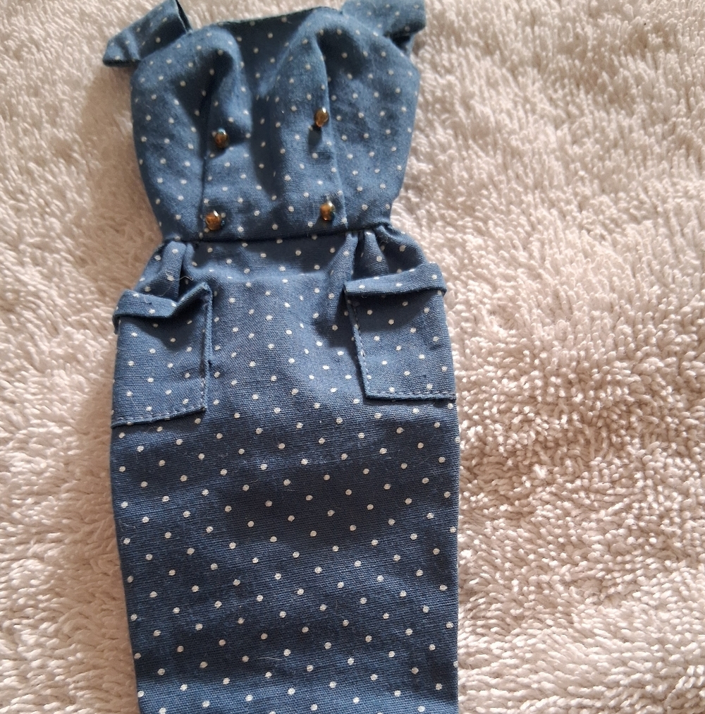 Vintage Barbie doll blue polka dot pak dress